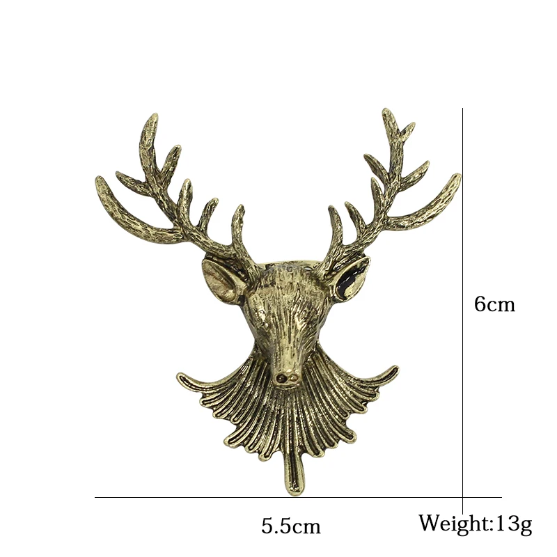 2024 Hot Deer Cattle Wolf Shape Brooch Pins Popular Cute Friends Gold Color Vintage Animal Pin Crown Shape Brooches Jewelry Gift