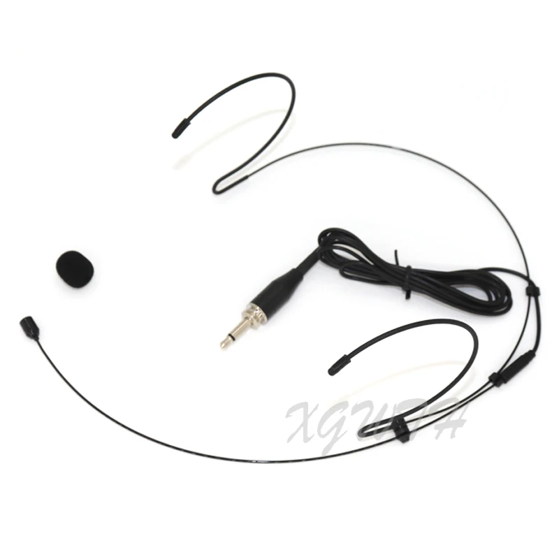 Preto fone de ouvido microfone cabeça vestindo fone de ouvido sobre a orelha headworn mic para o sistema sem fio bodypack transmissor 3.5mm mono masculino