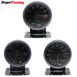 DepoTuning 60MM 2.0 BAR/3.0 BAR/-30-30 PSI Boost Turbo Gauge Black Color White&Orange Dual Led Color Display with Gauge Holder