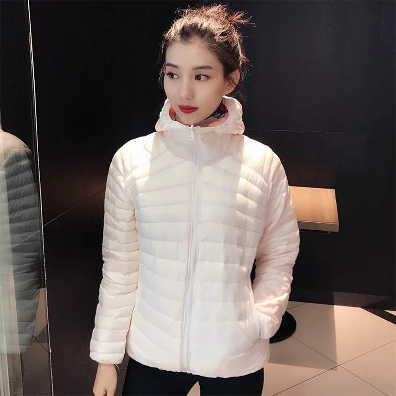 NEW Brand Women Double Side Jacket Ultra Light 90% White Duck Down Jacket Hooded Windbreakers Reversible Lightweight Warm Coats