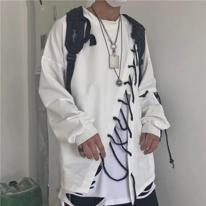 Idopy Japanese Street Style Lace Hoodie, pulôver punk solto, moletons coloridos de hip hop, moda masculina