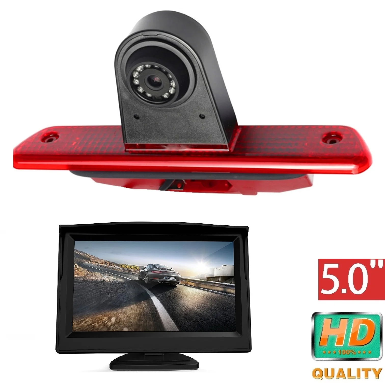 E9 HD 720P ไฟเบรคกล้องหยุดไฟ + 5.0 ''สําหรับ Fiat Scudo Citroen Jumpy/Peugeot Expert/Toyota Proace 2007-2016