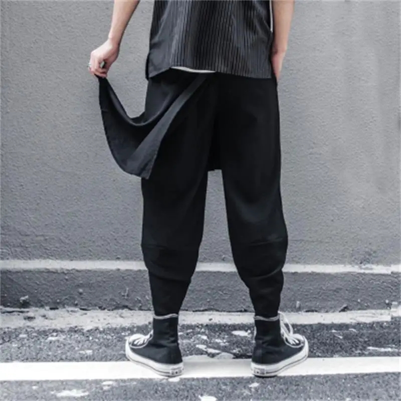 Men Harun Pants Spring And Autumn Style Yamamoto Irregular Personality Stitching Hair Stylist Casual Large Pants