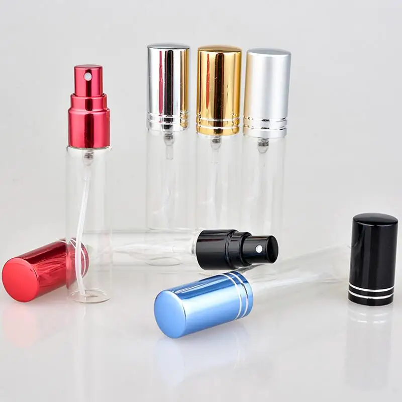 

10ml Clear Glass Atomizer Bottle Refillable Colorful Aluminum Spray Perfume Container For Travel LX4299