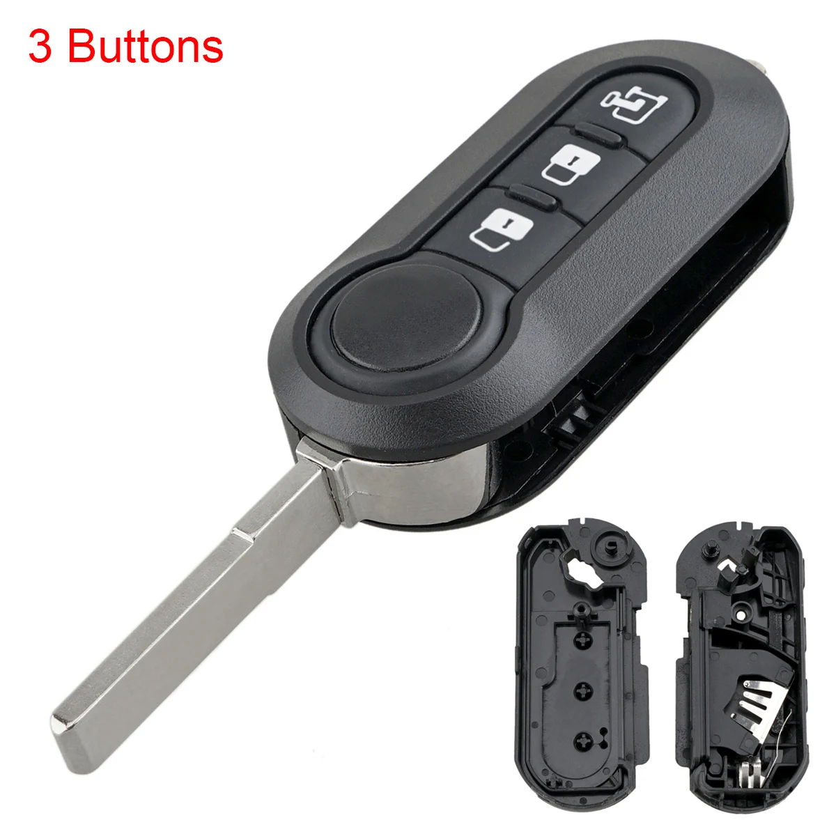 Remote key Case 3 Buttons Car Key Remote Control Folding Housing Replacement Fit for Fiat 500 Doblo DUCATO Panda Punto Peugeot