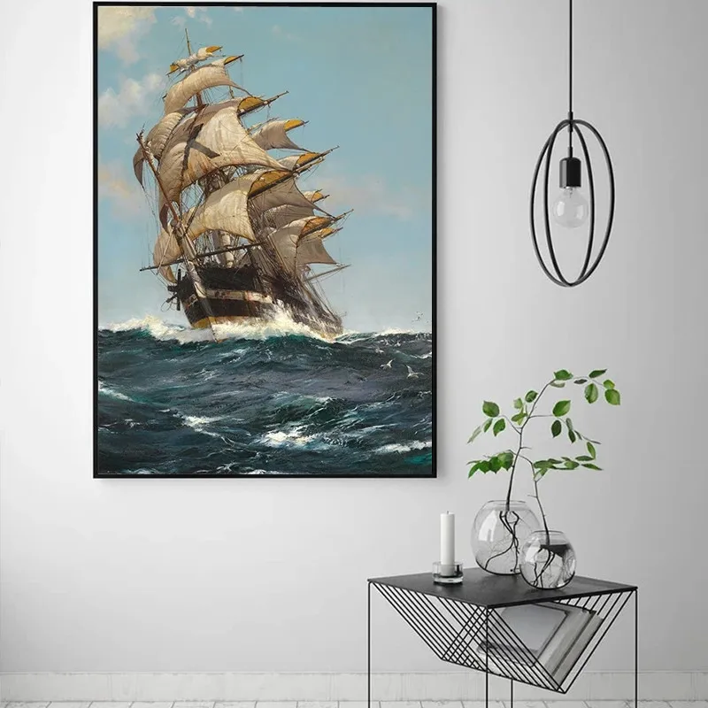 

Canvas Paintings Seascape Decorative Painting Sailboat Art for Living Room Wholesale Wall Art Poster Art Home Posters and Prints