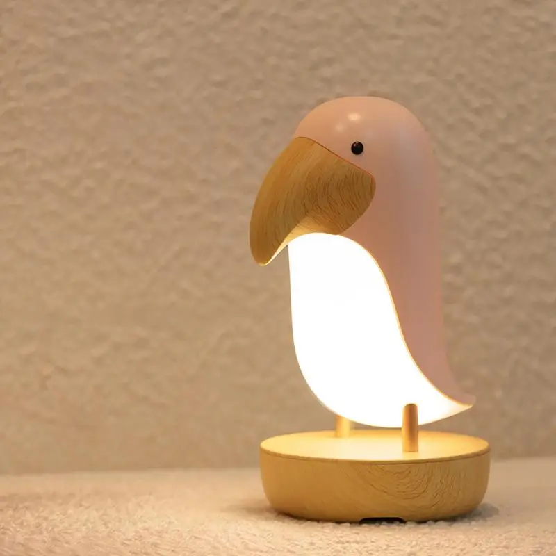 Wooden Bird Night Light Rechargeable LED Table Lamp for Baby Children Bedroom Decorative Night Lamp Atmosphere Lamp  Dimmable