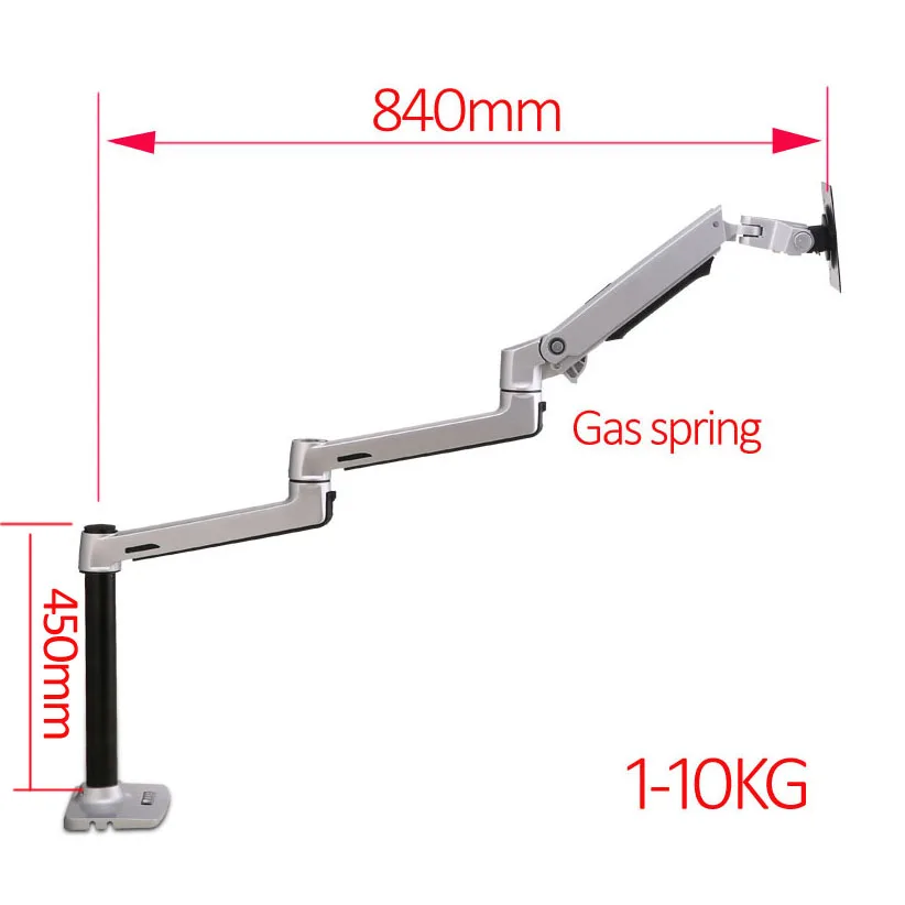 DL-8013-450 mechanical spring 1-10kg 3 long arm clamp grommet 100x100 75x75 notebook table mount 15\