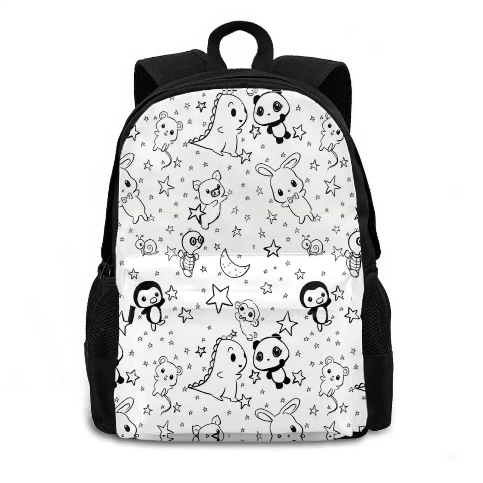 Dino & Panda-mochila para estudiante, bolsa de viaje para ordenador portátil, patrón de animales bonitos, Dino y Panda, Baby Rabbit, #1