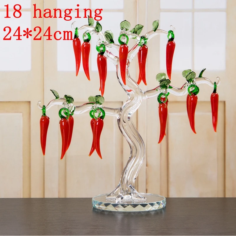 Glass Crystal Cherry Tree Figurines Crafts Fengshui Ornament Home Decor Christmas New Year Gifts Souvenirs Decoration