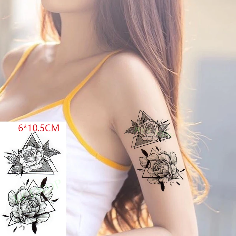 Waterproof Temporary Tattoo Sticker ins Rose triangle butterfly flower sexy Body Art flash tatoo fake tatto for Women Men