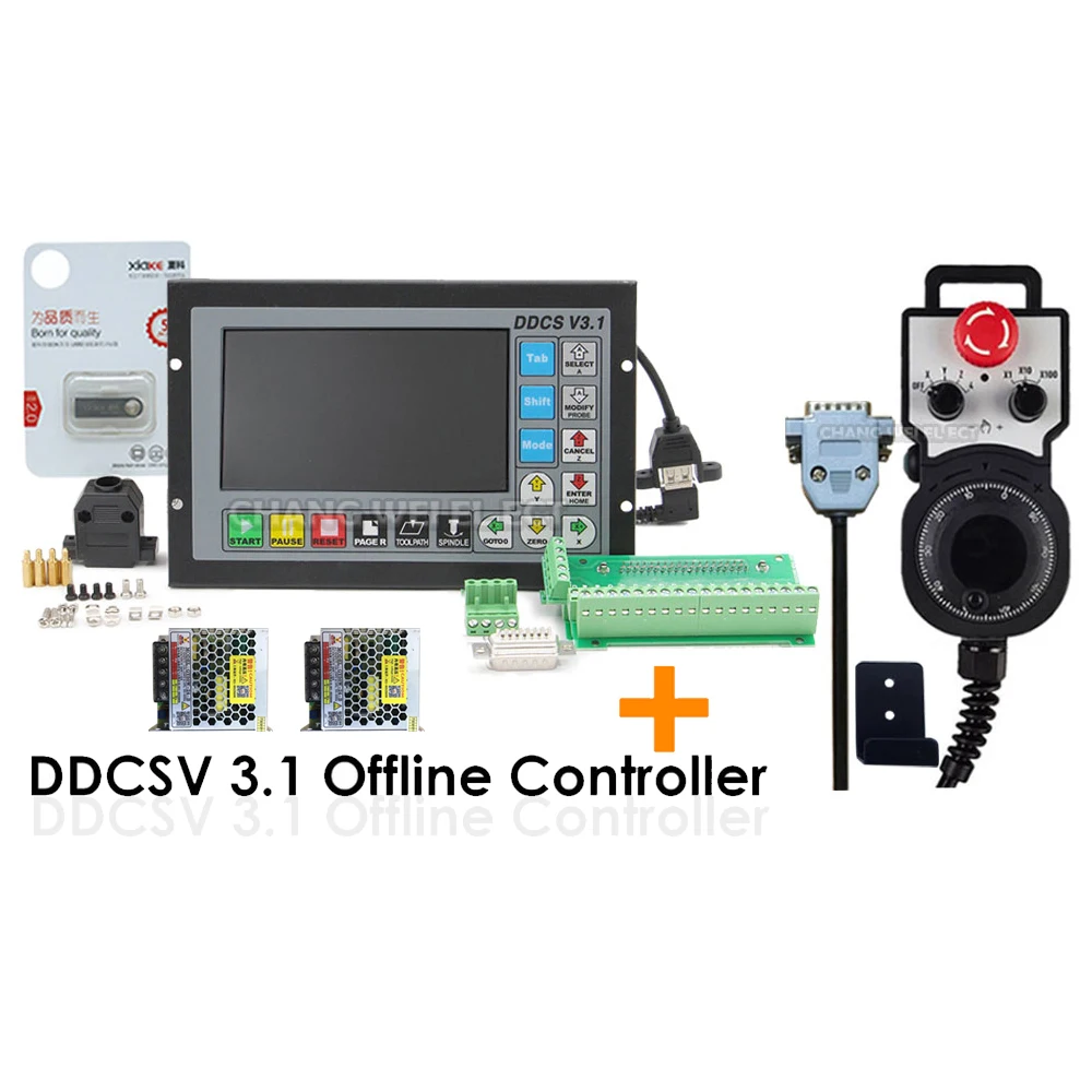 Ddcs V3.1cnc Offline Controller 3 Axis/4 Axis Motion Control System Replaces Mach3 New Emergency Stop Handwheel Mpg75w24v dc