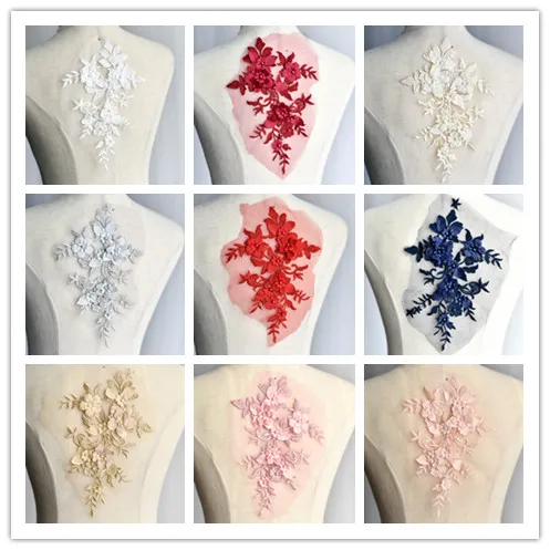 

3D Flower Lace Bead lace applique medallions laces motif dresses lace flowers lace with pedles