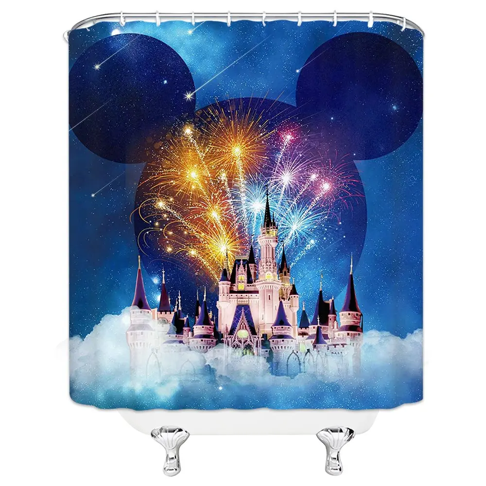 Colorful Castle Shower Curtain Decor Fairy Tale World Kid's Bathroom Curtain Decor