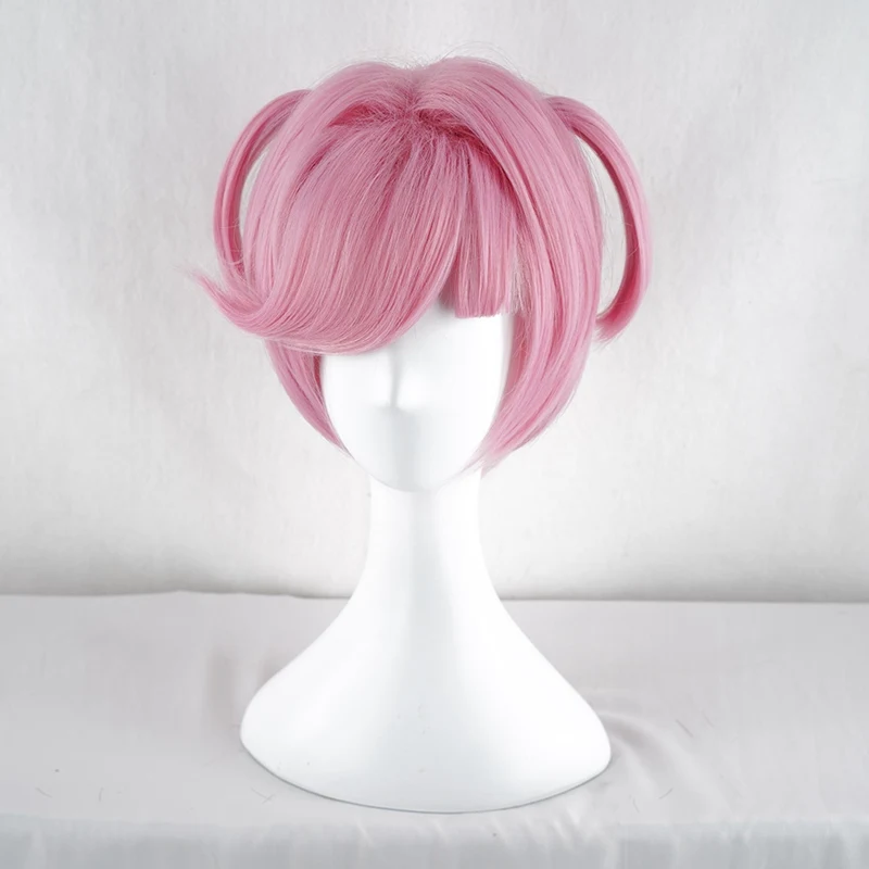 Game DDLC Doki Doki Literature Club Natsuki Wigs Pink Short Heat Resistant Synthetic Hair Party Cosplay Wig + Wig Cap