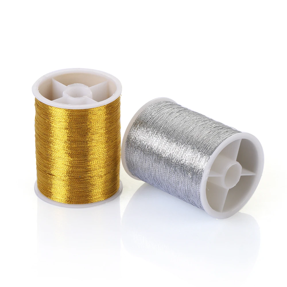 Gold/Silver 100 metres Durable Overlocking Sewing Machine Threads Polyester Cross Stitch Strong Threads for Sewing Supplies