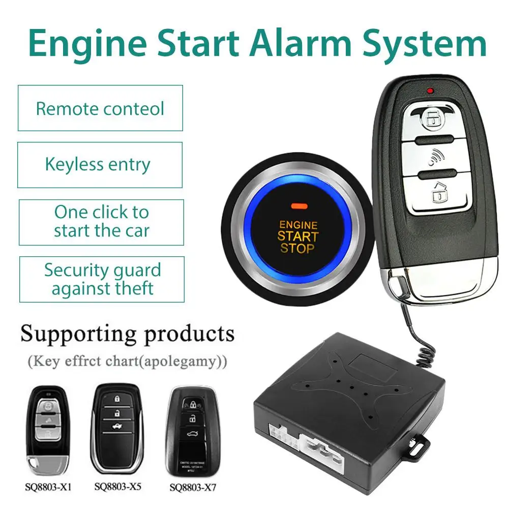 12V Car SUV Keyless Entry System Engine Start Alarm System Push One-button Start System Remote Starter Stop Car Accessories