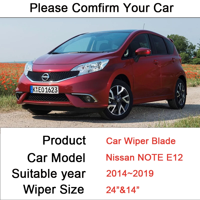 Car Front Windshield Wiper for Nissan NOTE E12 2014 2015 2016 2017 2018 2019 Frameless Durable Rubber Snow Scraping Accessories