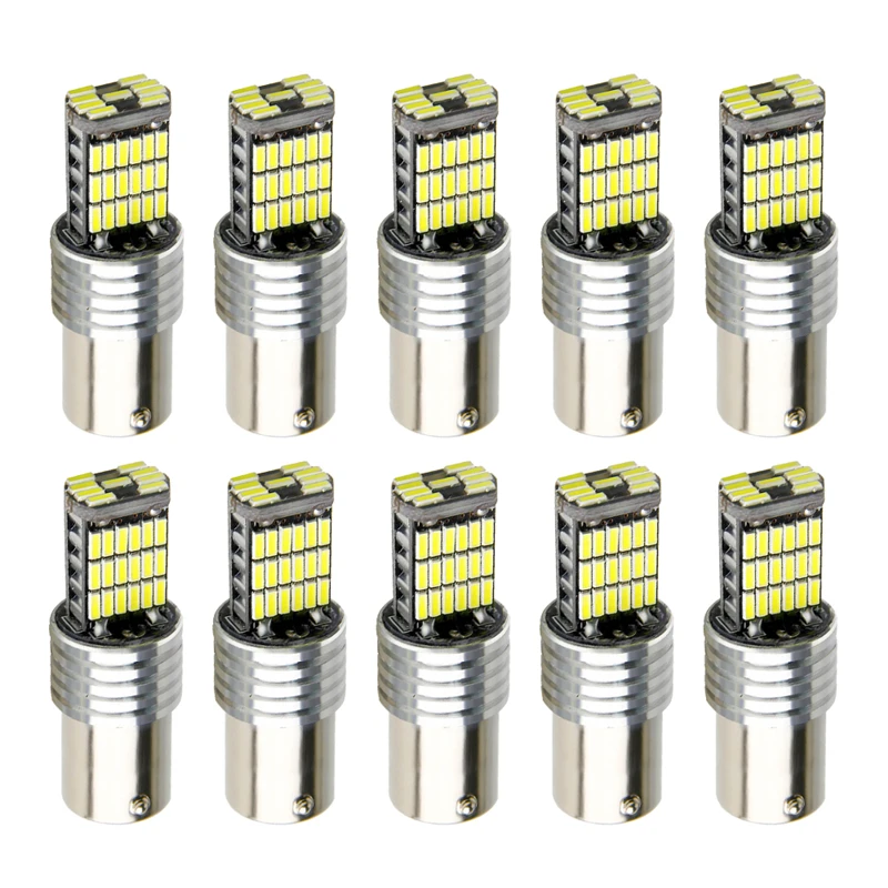 10pcs 1156 BA15S P21W S25 7506 LED Bulbs 45 SMD 4014 LED Replace For Car Reversing Light Turn Signal Lamp DC 12V