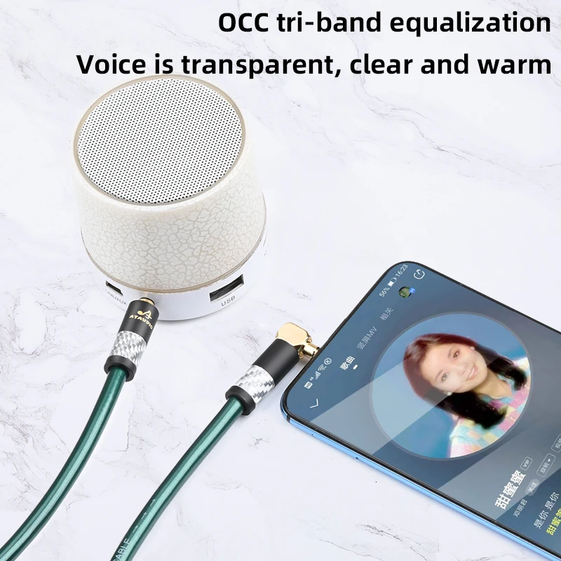 HIFI aux OCC cable HiFi  aux cable car phone audio male to male connection audio cable For Huawei Xiaomi