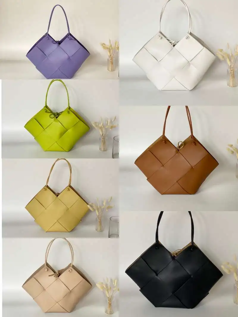 New Trendy Brand Design Leather Woven Soft Leather Large Capacity Shipping Purse Lady Handbag Women Shoulder Bag