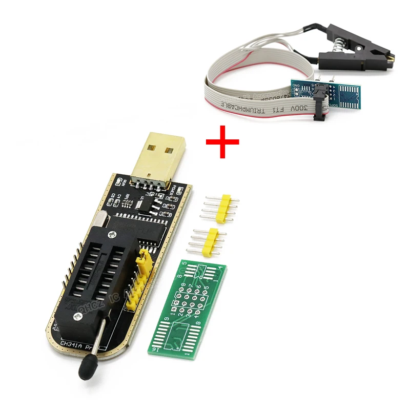 I21 CH341A 24 25 Series EEPROM Flash BIOS USB Programmer Module + SOIC8 SOP8 Test Clip For EEPROM 93CXX / 25CXX / 24CXX DIY KIT