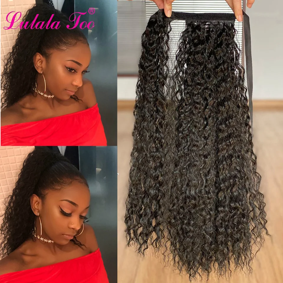 

Black Magic Afro Curly Ponytail Wig Hair For Women Wrap Around Drawstring Ponytail Clip In Hair Extension