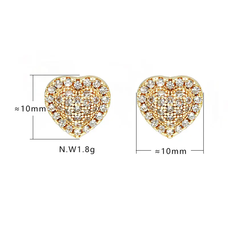 HUAMI 2021 Solid Heart Stud Earring Gold Silver Color AAA Zircon Simple Sweet Earrings for Women Jewelry Gift for Girlfriend