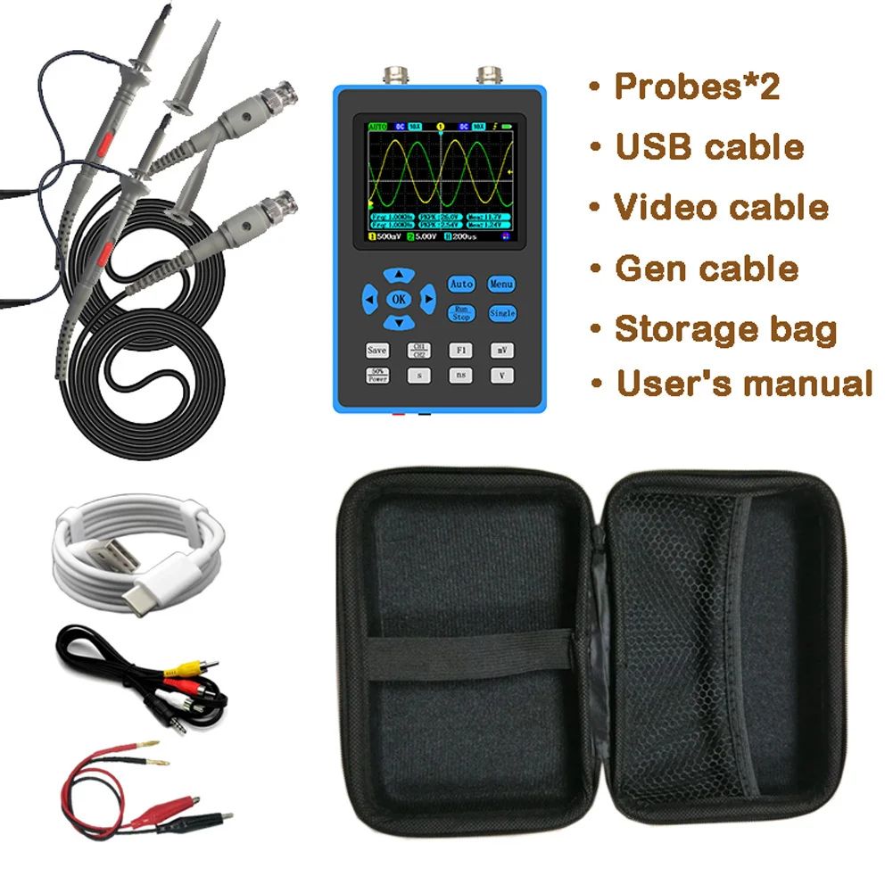 DSO2512G 120M Bandwidth Portable Handheld Dual Channel Oscilloscope 2.8 Inch Display 10mV Minimum Vertical FFT Spectrum Analysis