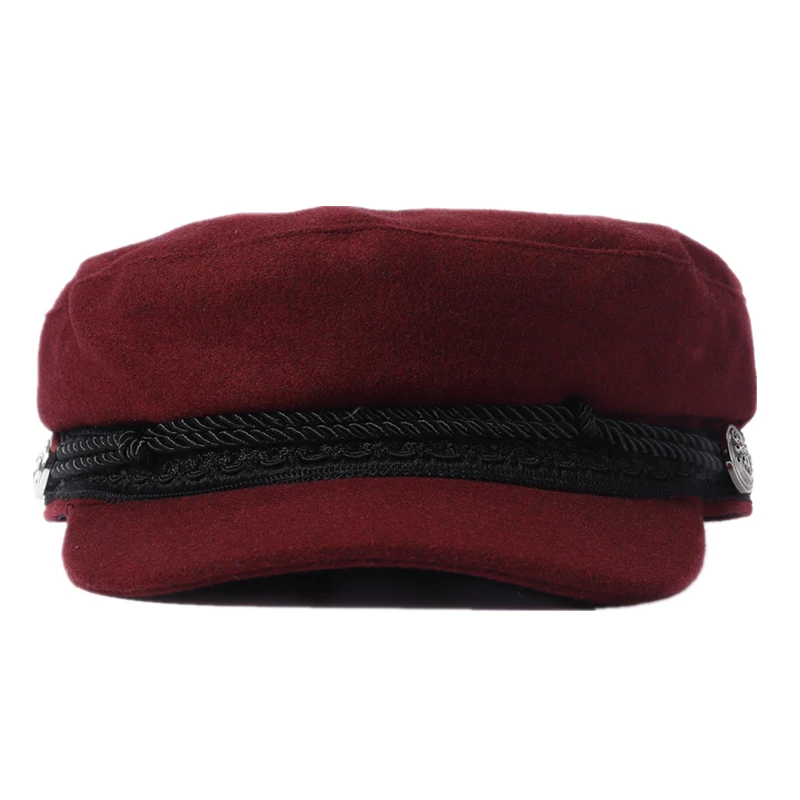 Women Men Spring Autumn Sailor Hat Black Ladies Beret Flat Top Captain Cap Travel Fashion Octagonal