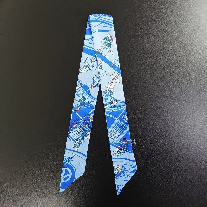 High-end printing women\'s summer scarf luxury bandana headband skinny tie handbag ribbon bow ladies scarf shawl G26