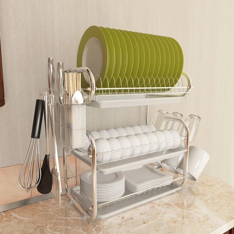 best selling 2019 products 3-Tier Dish Drying Rack Kitchen Collection Shelf Drainer Organizer kitchen accessories dropshipping