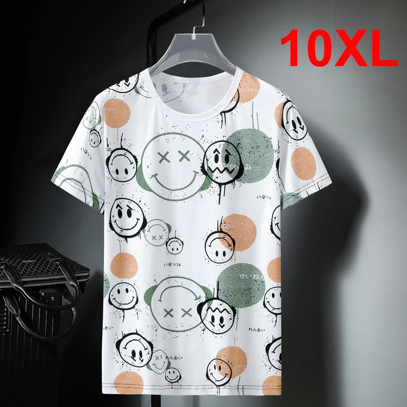 

Casual Baggy T-shirt Smile Face Graffiti Streetwear Harajuku Tops Tees Men Summer Short Sleeve Tshirts Plus Size 10XL Male HA165