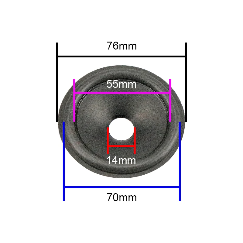 53 مللي متر 3.5 بوصة 67 مللي متر 76 مللي متر 90 مللي متر 2 قطعة GHXAMP 2 بوصة 3 بوصة 2.5 بوصة المتكلم مخروط القرن ورقة مخروط رغوة حافة طبل ورقة إصلاح أجزاء