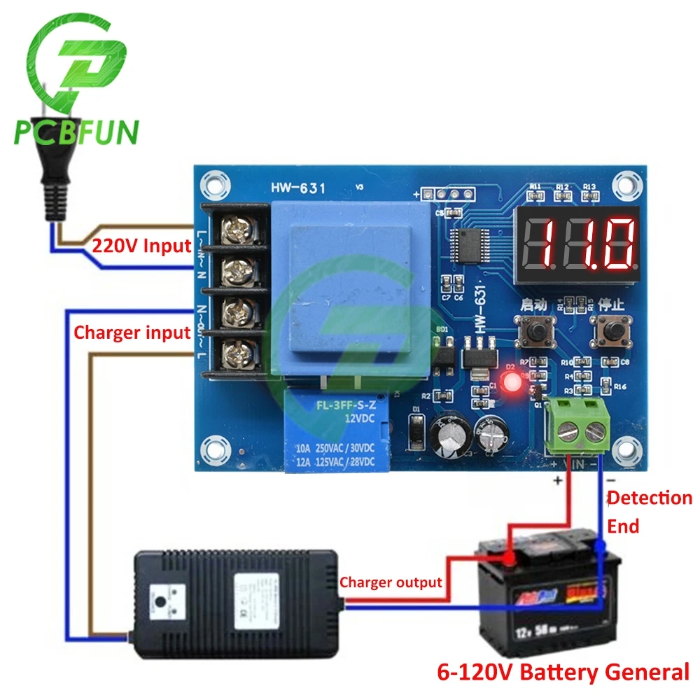 3.7V-120V XH-M602 Digital Control Battery Lithium Battery Charging Control Module Battery Charge Control Switch Protection Board