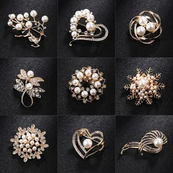 Fashion Pearl Rhinestone Brooch For Women Luxury Brooches Lapel Pins Elegant Heart Bowknot Jewelry Banquet Wedding Brooch Pin