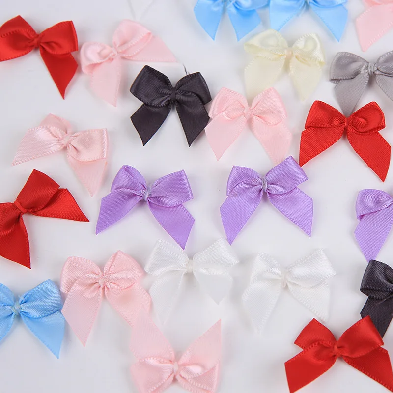 100pcs Mini Color Ribbon Bowknot DIY Craft Supplies Kids Hairpin Accessories Underwear Clothing Gift-Wrap Decor Sewing Materials