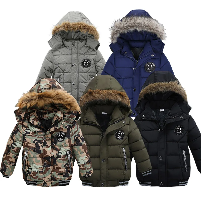 

New Children Thick Warm Cotton Coats Hooded Warm Jacket Boys Outerwear Kids Winter Thick Jacket Toddler Baby Clothes 2-6 Years