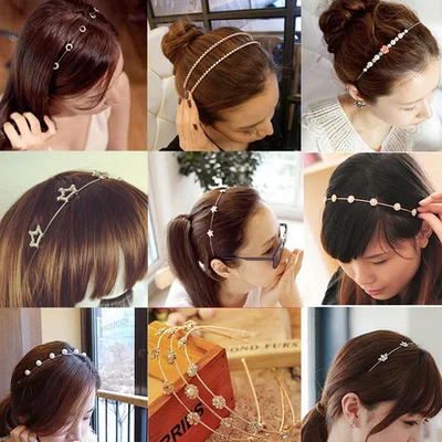 Colorful Rhinestone Flower Leaf Hair Hoop Headband Hairband for Women Girls Bezel Hair Band Hair Accessories