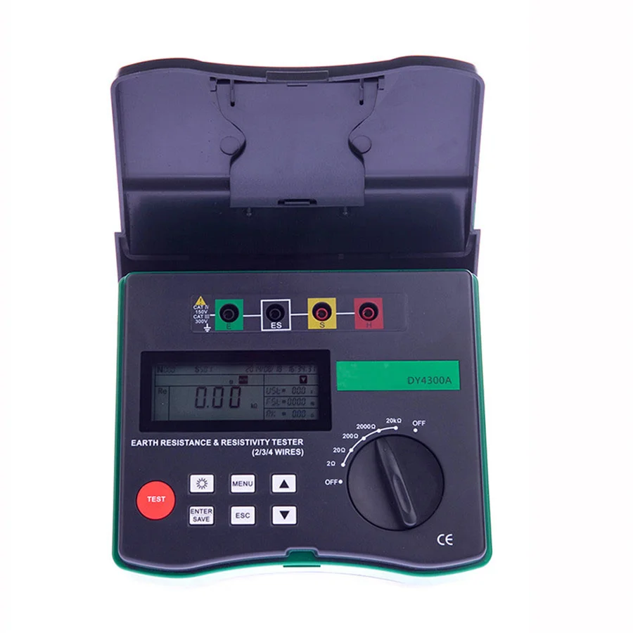 Digital DY4300B 4-Terminal Earth Ground Soil Resistivity Tester Measures Frequency 400~500Hz