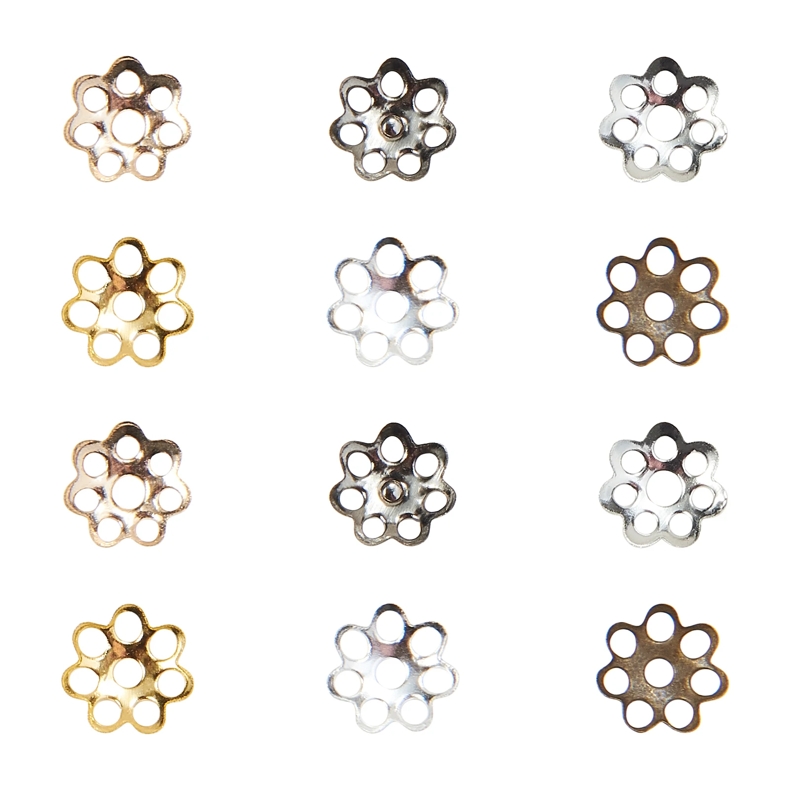 600Pcs 6mm Metal Iron Bead Caps Hollow Flower Multi-Petal Filligree Spacers for Jewelry Making DIY Craft Accessories