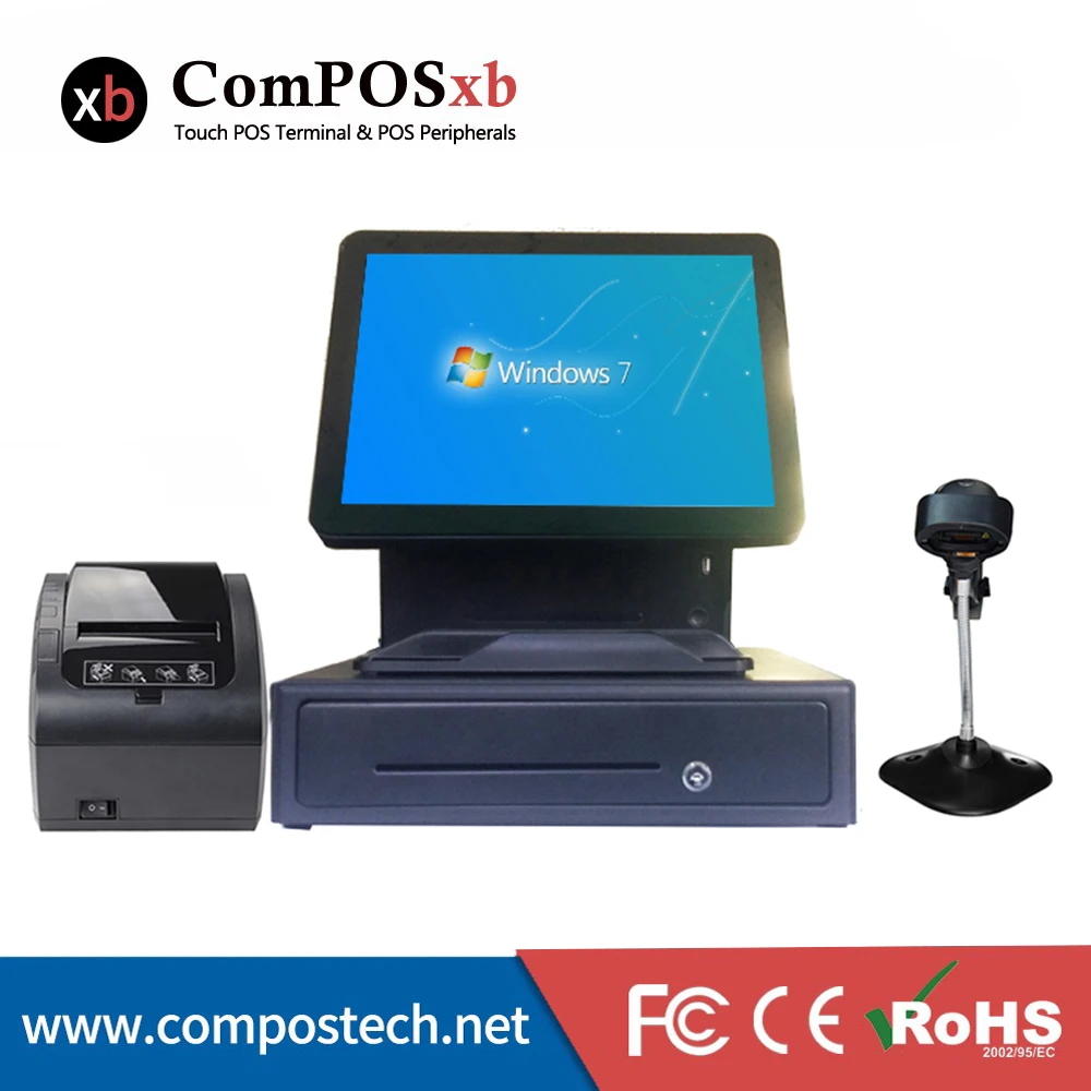 ComPOSxb high quality Epossystems 15inch pos all in one cash register machine 80mm thermal printer pos pc