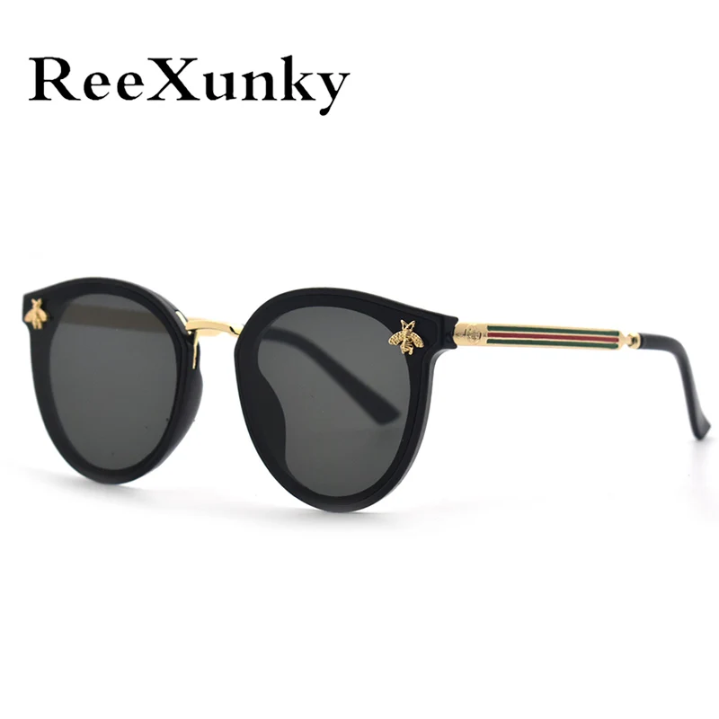 

New Classic Bee Lady Mirror Round Sunglasses Women Fashion Brand Designer Gradient Sun Glasses Men Anti-Reflective Shades UV400