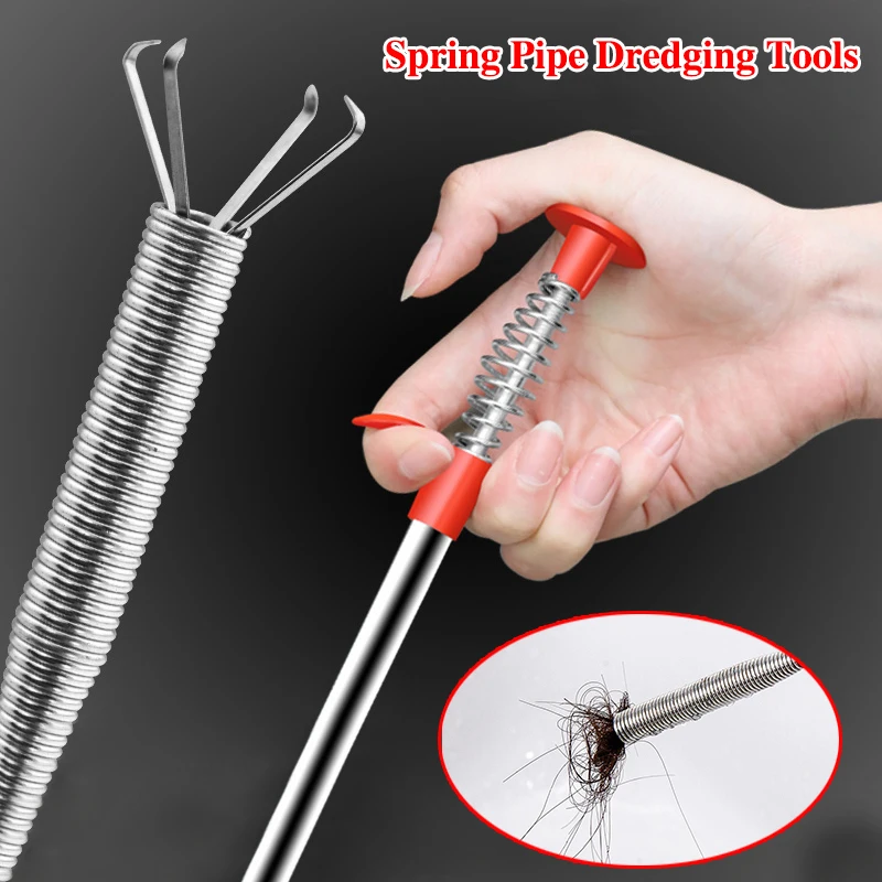 

90cm Spring Sink Claw Pick Up Kitchen Cleaning Tools Pipeline Dredge Sink Hair Brush Cleaner Bend Sink Tool With Spring Grip