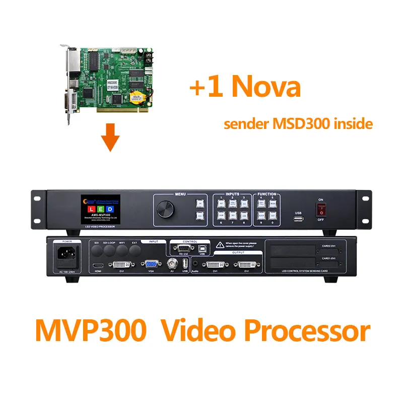 LED Video Processor MVP300 with Linsn Nova Colorlight Send Card for P3.91 P2 P5 P10 Insert USB Control LED Video Screen