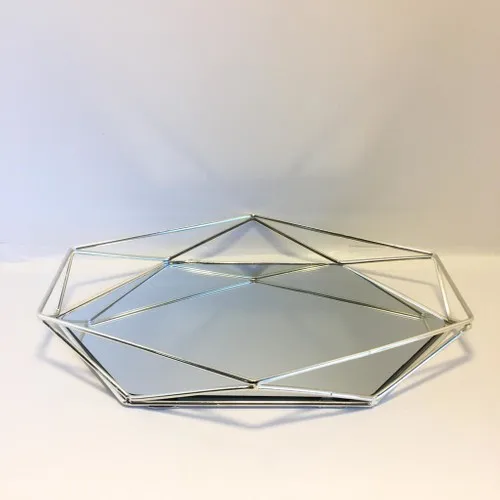 Prism Silver Mirrored Tray 40 X30 cm Big size Promise Engagement Presentation Tray