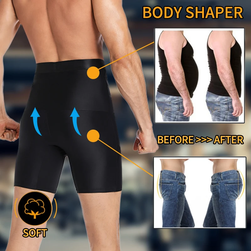 Men Waist Trainer Corset Tummy Control Shorts High Waist Slimming Shapewear Shorts Body Shaper Leg Underwear Boxer Briefs