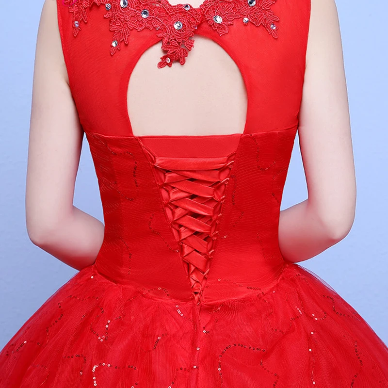 AnXin SH luxus blume spitze rot hochzeit kleid party türkei prinzessin v-ausschnitt friesen kristall ballkleid weiß hochzeit kleid