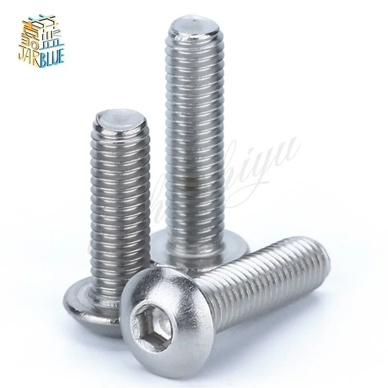 50Pcs M2 M2.5 M3 M4 ISO7380 GB70.2 304 Stainless Steel A2 Round Head Screws Mushroom Hexagon Socket Button Head Screw