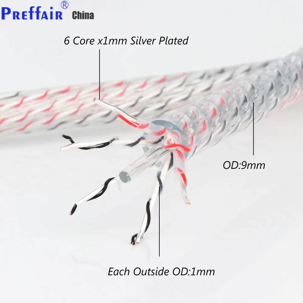 Valhalla 6 núcleos 6N OFC plateado DIY Cable a granel Cable de interconexión de Audio DIY Cable analógico